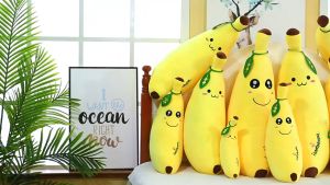 Banana Plush Toy Long Sleeping Pillow Cartoon Fruit Lovely Banana Plushie Kids Soft Stuffed Toy Birthday Gift