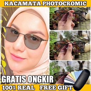 Kacamata  Pria & Wanita Photocromic Pakai Kotak & Lap + Anti Radiasi Blueray Bluecromic/Kacamata Photocromic Free Kotak Dan Lap Sesuai Foto