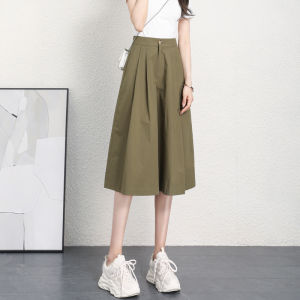 FIGHT FISH | Slim Fit High Waist Casual Cotton Capri Pants Womens Summer Fashion Trousers Loose Leggings Military Green Casual Wide Leg Pants