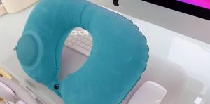 Gối chữ U bơm hơi tự động | Gối cổ du lịch êm ái tiện lợi | Ấn tay bơm nhanh - Gấp gọn dễ dàng