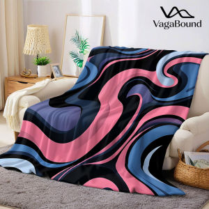 BILIBILI | pink blue 3d wave Flannel Blanket Warm Soft Halloween Christmas Decorative Couch Warm Cozy All-Season Gift