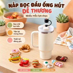 Nắp Đậy Ống Hút Silicone 3D Kawaii Food Cute Straw Cover Tiện Lợi Chống Bụi Bẩn