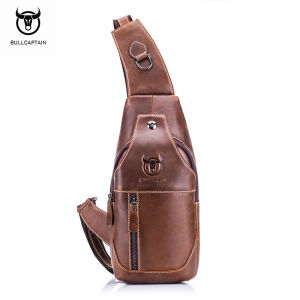 BULLCAPTAIN Vintage Mens Leather Shoulder Crossbody Chest Bag