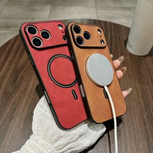 Luxury Retra Leather Phone Case for IPhone 16E 17 14 13 12 11 Pro Max Air 16 15 Plus for Magsafe Magnetic Wireless Charge Cover