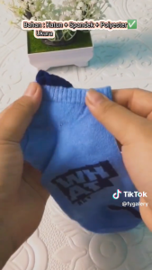 TYKS89 Kaos Kaki Pria Wanita Motif Garis Dan Huruf Kaos Kaki Pendek Ankle Socks