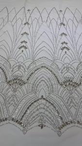 African Bridal Lace Fabric stones Sequins Beaded Embroidery Nigerian Peach Lace High Quality French Tulle for Wedding Dre M695-1