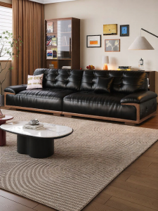 Bộ Sofa Da Bán Chín Phong Cách Cổ Điển Khung Gỗ Walnut Thật Mid-century