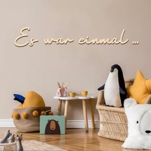 Charming Once Upon A Time Wooden Wall Stickers German Wall Stickers 3D Stereoscopic Wood Sign Phrase Wall Art Letters