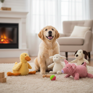 Pet Dogs Plush Animal Chewing Toy Wear-resistant Squeak Cute Bear Fox Toys for Dog Puppy Teddy Interactive Supplies