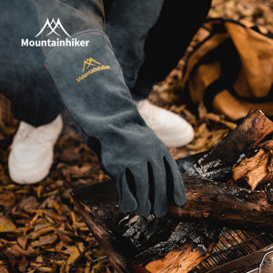 MOUNTAINHIKER Outdoor Camping Cowhide Insulated Heat-Resistant Gloves High Temperature Resistant Kitchen Microwave BBQ Gloves