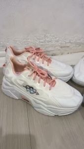 Sepatu Sneakers Wanita Kekinian Full Karet Kombinasi Kulit PU premium SK 296