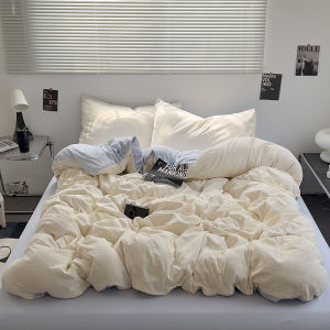 Dansunreve 4in1 Quilt Cover Ra Bọc Nệm thiết lập rửa sạch cỡ Queen bằng bông/Vua Comforter Bìa thiết lập đồng bằng Bộ vỏ chăn ga gối