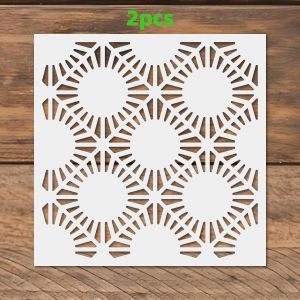 2PCS 11.8x11.8inch Geometric Circle Painting Template Set Repeat Pattern DIY Cutout Drawing Stencil