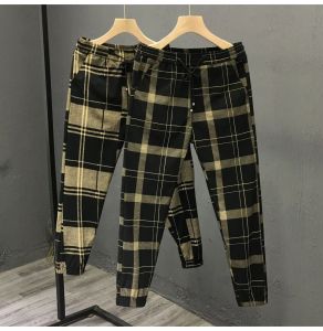 American Style Heavyweight Plaid Mens Casual Pants Spring Autumn Thin Loose Workwear Sweatpants for Men