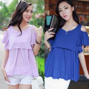 CFBOUTIQUE Korea Summer Casual Overlay Blouse