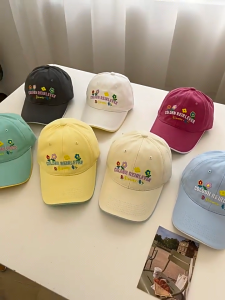 Heabety  มวกเบสบอล แบบนิ่ม ปัก Colobn Flowerดอกไม้4ดอก มี คุณภาพสู สไตล์เกาหลี