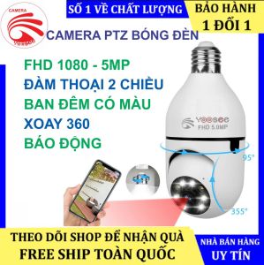 Camera Yoosee PTZ bóng đèn xoay 360 độ - 5.0Mpx FHD1080p hình ảnh chất lượng rõ nét - Ban đêm có màu - Có đèn Led chiếu sáng - báo động chống trộm - Đàm thoại 2 chiều