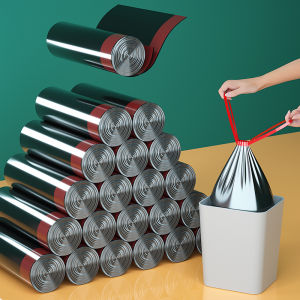 Thickened Drawstring Kitchen Garbage Bags Vest Type Rope Insertion Home Use Automatic Closure Large Size Steel Bag Handheld