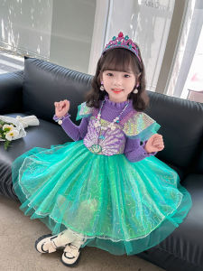 ชุดเจ้าหญิงปลาฉลามประกายแสง ชุดเดรสยาวแขนบานประดับลูกไม้ ชุดวันเกิดฤดูใบไม้ร่วง ชุดเดรสผู้หญิง ชุดเจ้าหญิง ชุดเดรสยาว