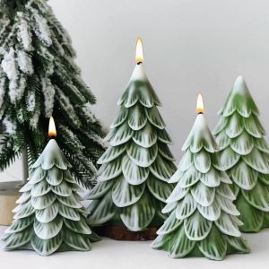 Christmas Tree Candle Silicone Mold DIY Aromatherapy Gypsum Cement Ornament Mould Christmas Home Decoration