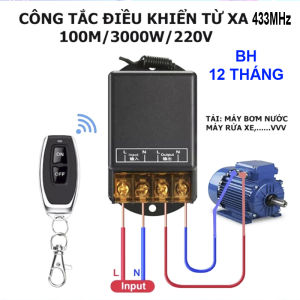 Công tắc điều khiển từ xa 433MHz 100M xuyên tường công suất lớn 30A (3000W)/ AC 85V - 250V kèm Remote bật tắt motor bơm nước
