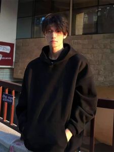 Mens Black Sweatshirt Hooded Jacket 520g