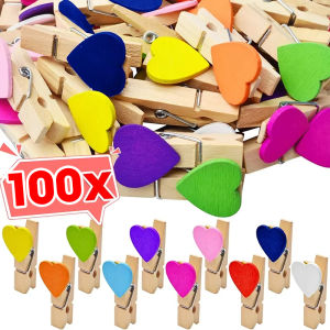 Valentines Day Confession Decoration Colorful Love Wood Clip Mini Heart Natural Wooden Clips for Photo Paper Peg Pin Clothespin Craft Home Decor