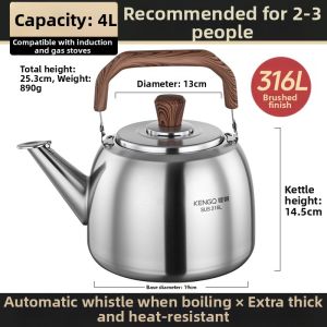 RONGCHUAN | Durable 316L Stainless Steel Whistling Kettle