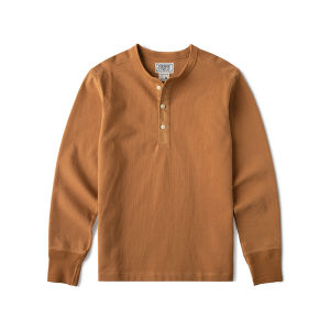 Rugged Bronson | Heavyweight Retro Rib Cuff Pure Cotton T-shirt Long Sleeve Henley