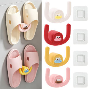 Punch-Free Wall-mounted Slipper Hooks / Shower Storage Organizer Shoe Holder / Cute Big Mouth Plastic Hook / Home Storage Supplies