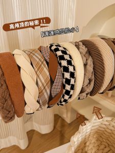Womens High Hairline Sponge Hairband Wide Edge Face Washing Retro French Style Autumn Winter Popular Headwear Hair Accessories