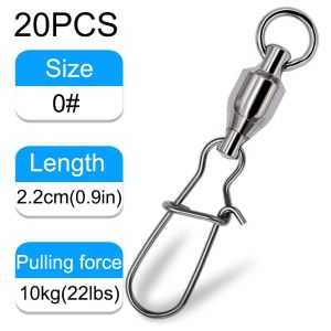GOBAIT 20PCS Swivel Snap Connector Pin Ball Bearing Rolling Ring Buckle Kit Pesca Lure Line Connect Cross Lock Fishing Tools