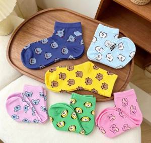 Line Friends | BT21 Hoạt Hình Tất Thể Thao Cho Nữ Cotton Nguyên Chất Giải Trí Họa Tiết Ngôi Sao RJ Shooky Man Chimmy Cooky Liên Đoàn Thanh Niên Thiết Kế