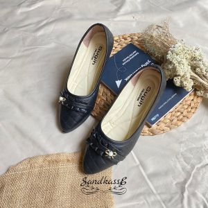 Flatshoes ALEESYA Wanita - Sepatu Sandal Balet Wanita Pita Kerut Sol Karet NonSlip