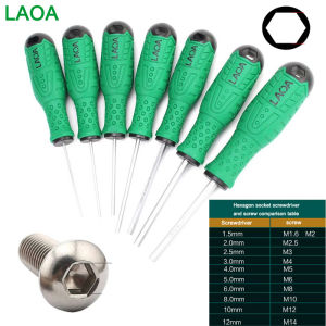 LAOA professional S2 hexagon socket screwdriver straight rod hexagon socket screwdriver flat head inner angle screwdriver with m
