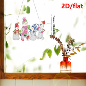 2D/flat 1 Piece Diamond Painting set house number Christmas Snowman pattern Acrylic material Christmas garden Decoration