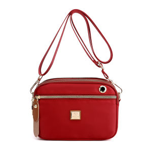 Summer Womens Crossbody Bag Oxford Cloth Canvas Lightweight Casual Multi-layer Small Square Bag Fashionable Contrast Color