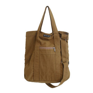 Large Capacity Canvas Shoulder Bag Mens Commuter Handbag Rucksack Korean Style Vertical Square Shape Soft Polyester Lining