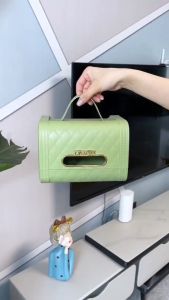 Hộp đựng khăn giấy hình túi xách sang trọng hộp khăn giấy kèm khay để đồ trang điểm điều khiển từ xa tiện ích