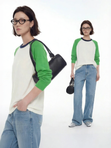 Airy Slimming Color-blocked Womens Knitted Shirt