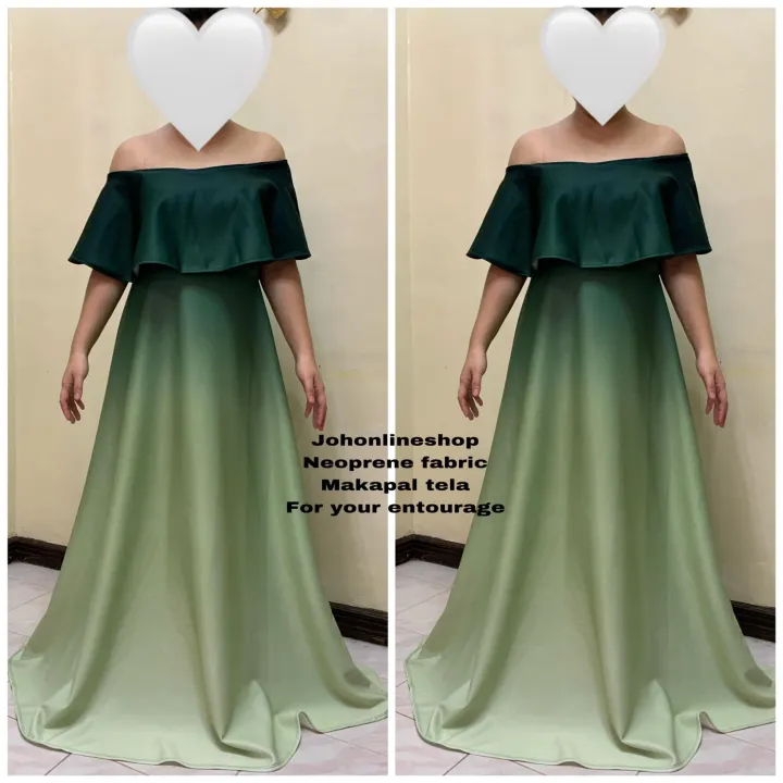 green ombre off shoulder neoprene gown for bridesmaid Lazada PH