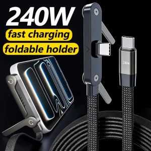 2-in-1 Foldable Phone Stand Fast Charging Cable / Nylon braided Universal data cable / 240W Ultra-Fast Data Cable Phone Holder / for Iphone / Xiaomi / OPPO / vivo
