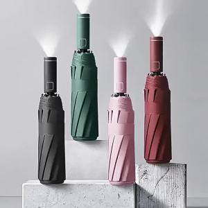 LED Light Automatic Opening Folding Sun Protection Umbrella