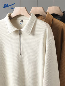 Warrior Half Zip Hoodie Mens Long Sleeve Polo Shirt Spring Autumn American Trendy Brand Waffle Grid Collar Mens Jacket