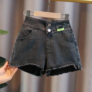 Girls Summer Thin Denim Short Pants Elastic Trendy Hot Pants Childrens Casual Breathable Comfortable Non-Fleece Mid-Waist Shorts