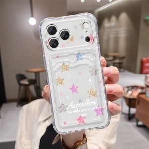 Korean Wallet Card Holder Clear Soft Case For iPhone 11 14 15 16 17 Pro Max Plus 13 12 Mini XS XR 7 Transparent Card Slots Cover