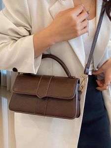 Retro Solid Color Single Shoulder Crossbody Bag Womens 2025 New Handheld Small Square Bag Commuting Versatile Travel Storage Womens Bag