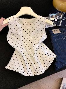 Beige Polka Dot Sleeveless Loose Top