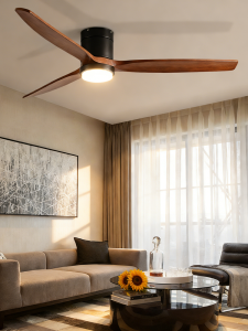 HUANGJIANG | Quiet Integrated Low Floor Walnut Wood Fan Light