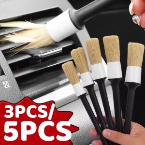 ชุดแปรงทำความสะอาดรถภายในรถ5ชิ้นที่กวาดฝุ่นขนนุ่มสำหรับช่องว่างช่องระบายอากาศของแดชบอร์ดเบาะรองนั่งหนังเครื่องมือขัดล้างรถยนต์